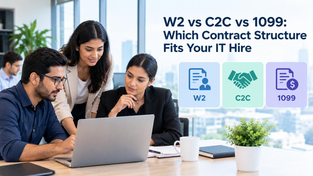 W2 vs C2C vs 1099 for IT Hiring: Key Differences